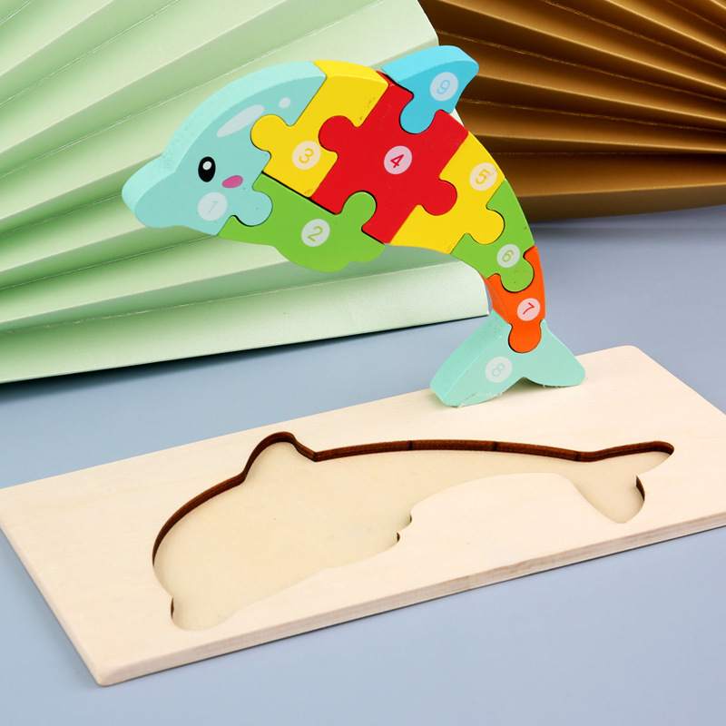 Kinder Holz-Puzzle Tiere & Zahlen